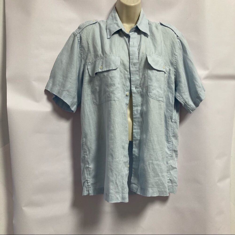 Fiii ITALIAN 100% LINEN SHORT SLEEVE‎ SHIRT SIZE M